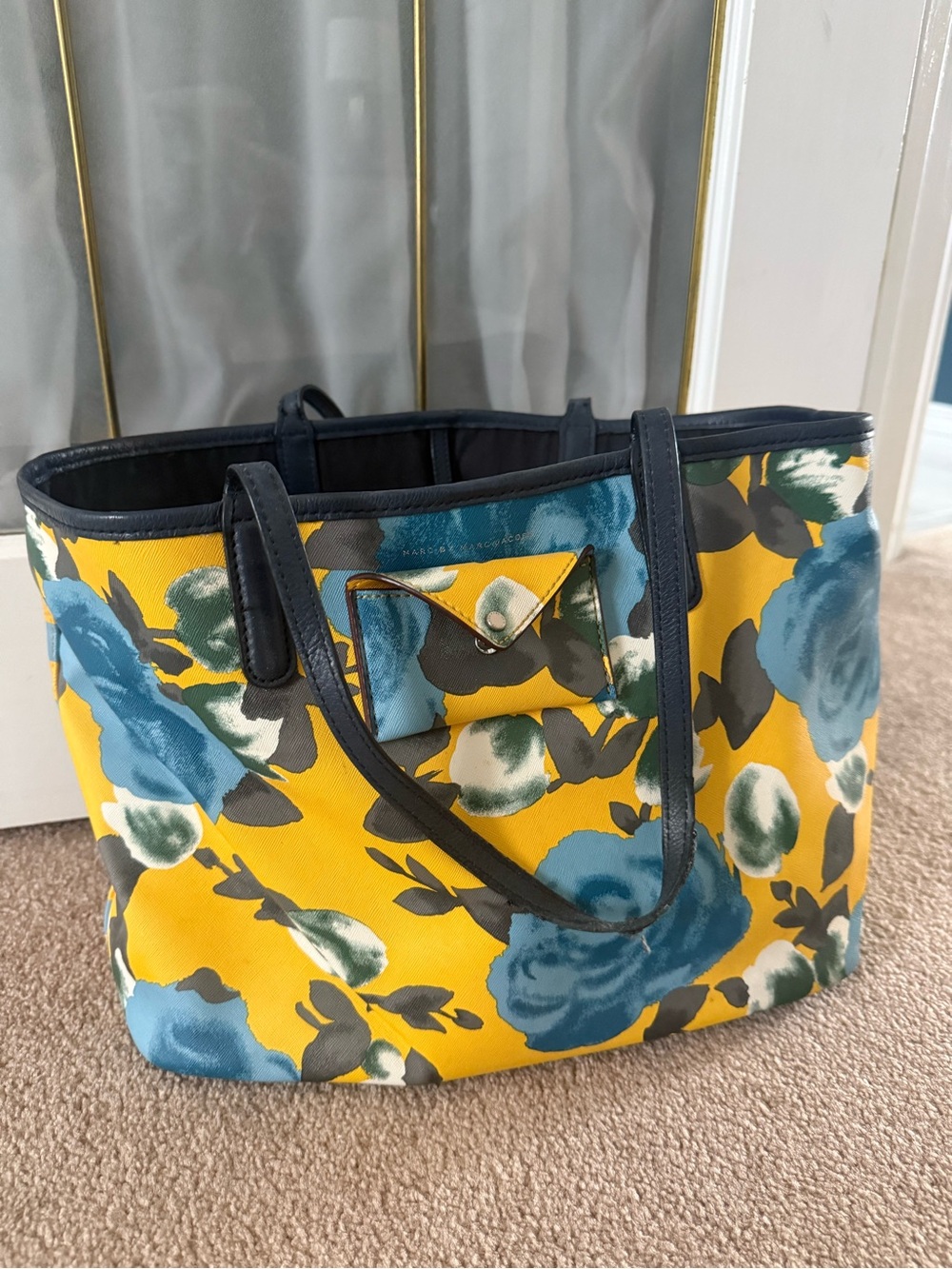 Marc By Marc Jacobs Yellow Tote with Blue Floral Print